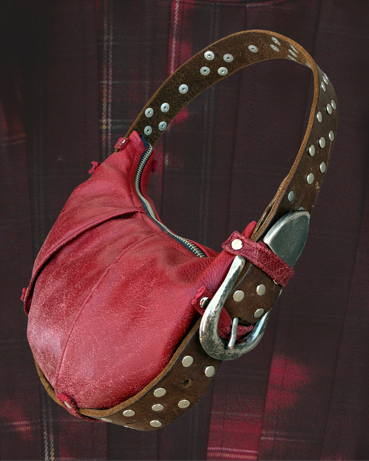 SADDLE BELT BAG - RED / BROWN BELT