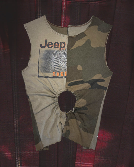 Regenerated Hydra Beaded Tank CAMO JEEP - Size 8-10